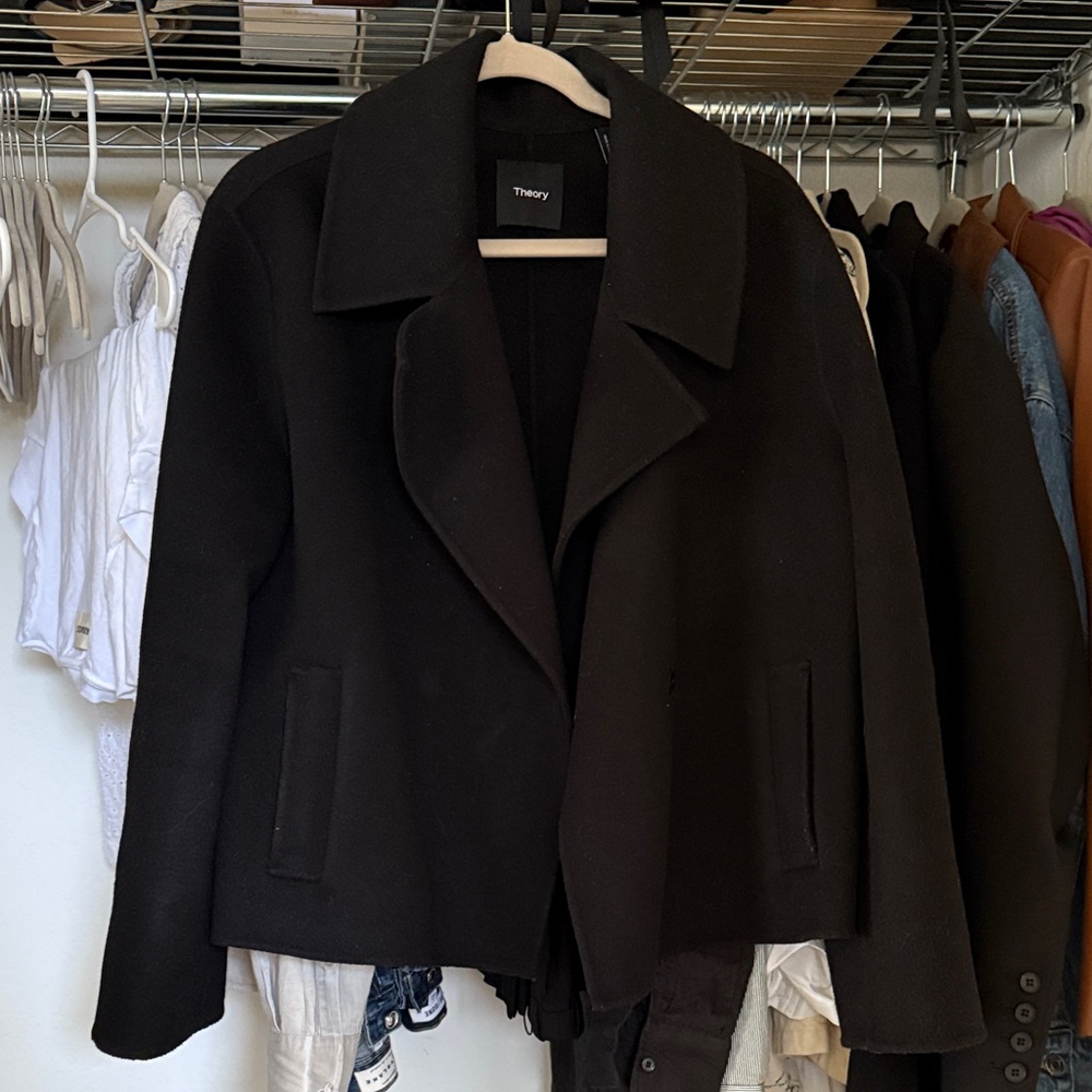 Theory Crop Double-Face Wool Cashmere Coat